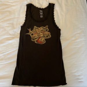 Lucky Brand “Live to Rock and Roll” Black Tank L